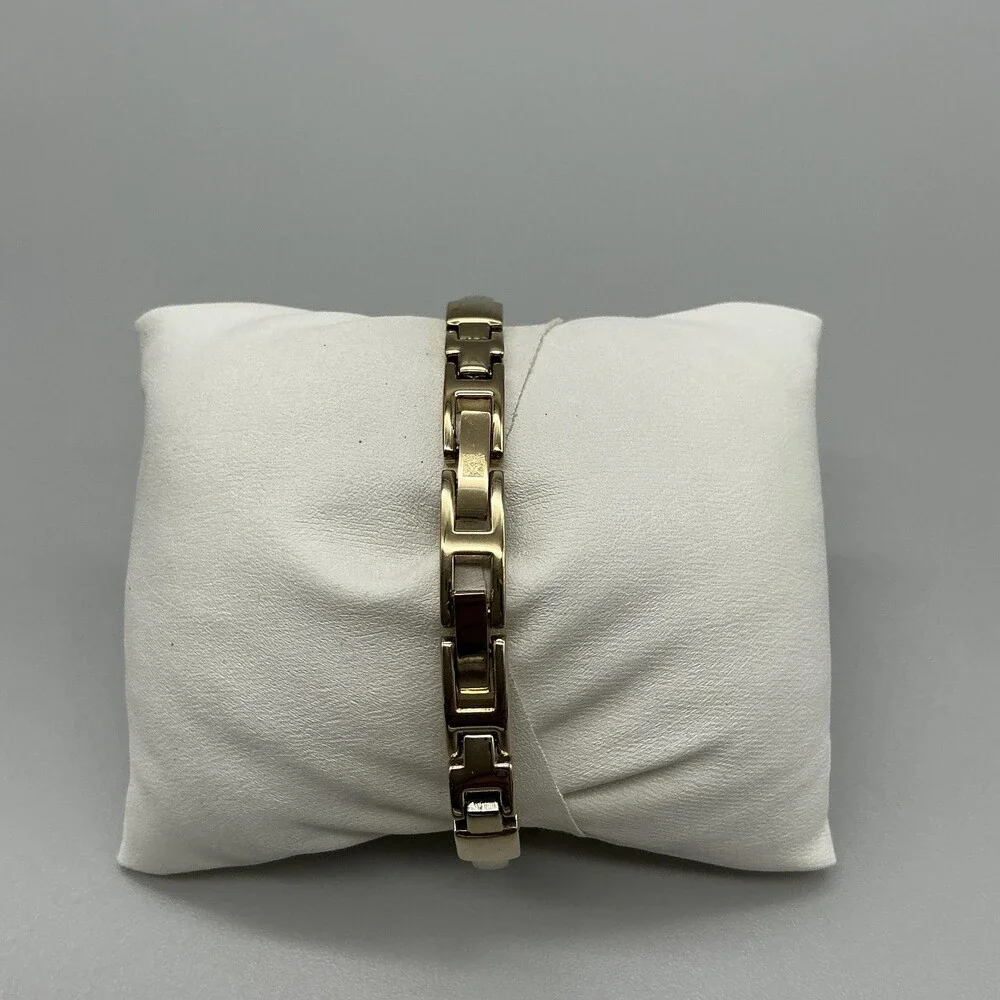 Anne Klein Womens Watch 32mm Black Dial Gold Tone Bangle New Battery 6.75